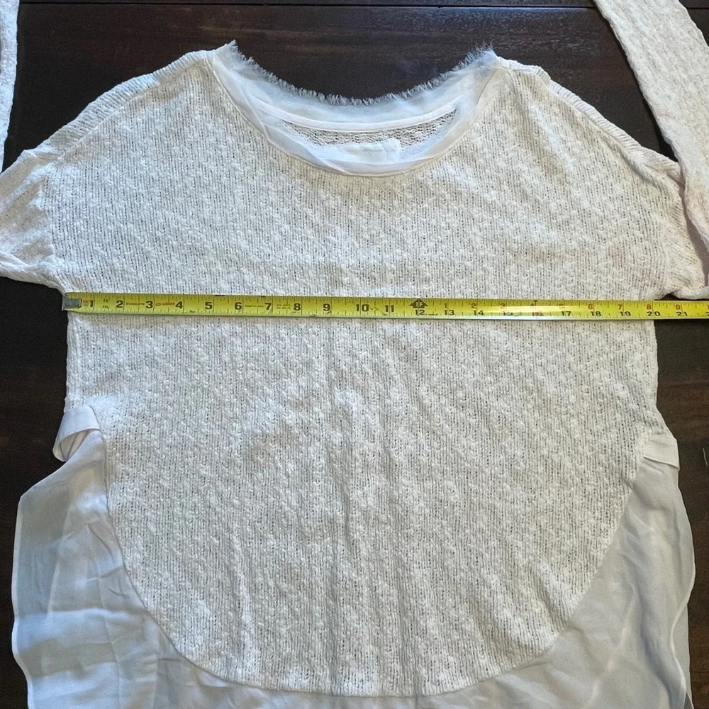 Deletta Anthropologie Pink Mixed Media Knit‎ Layered Hem Sweater Top Medium